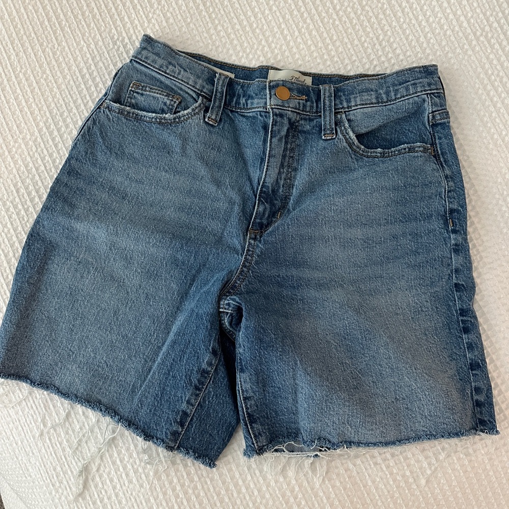 High Rise Long Denim Shorts